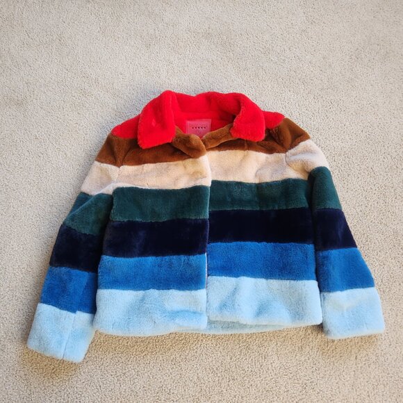 NWT Blank NYC Rainbow Pop Faux Fur Plush Coat - Picture 5 of 14